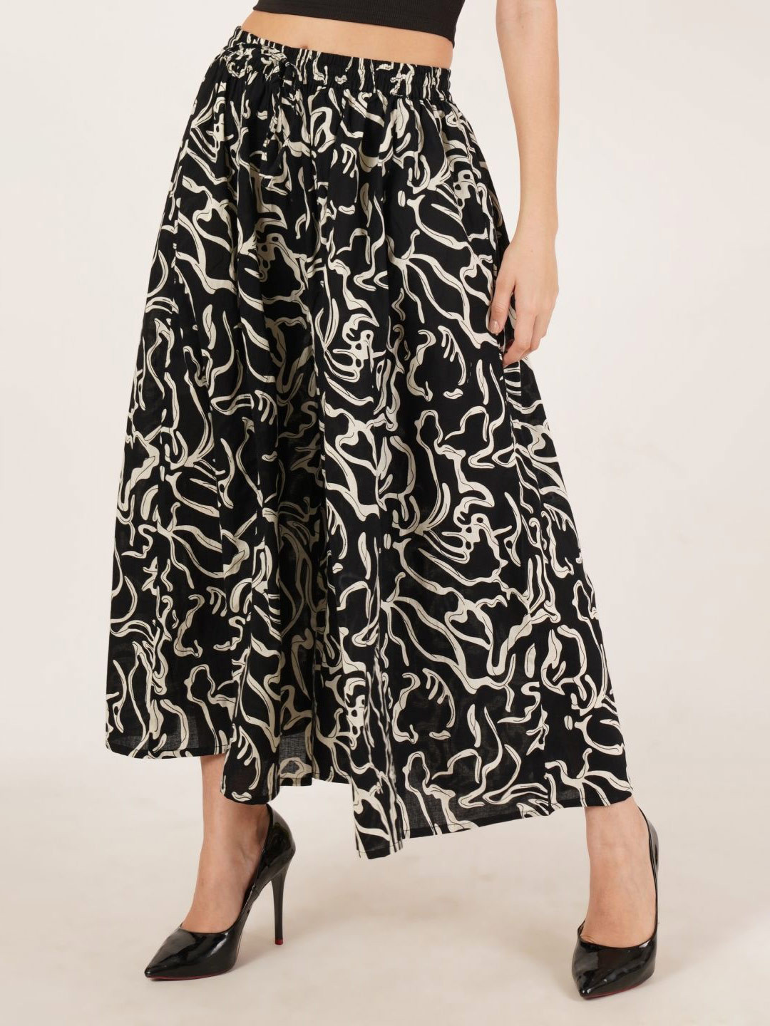 KALINI Women Cotton Printed Flared Palazzos