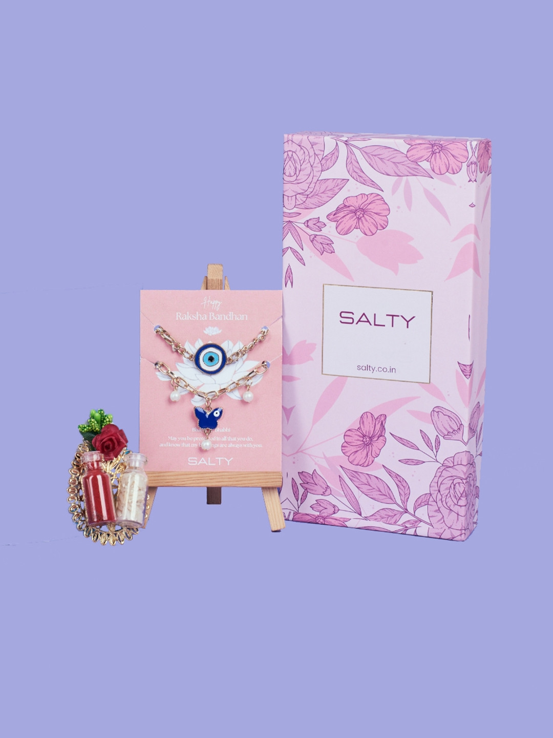 SALTY Set of 2 Beaded Rakhis With Chocolate gift Sets