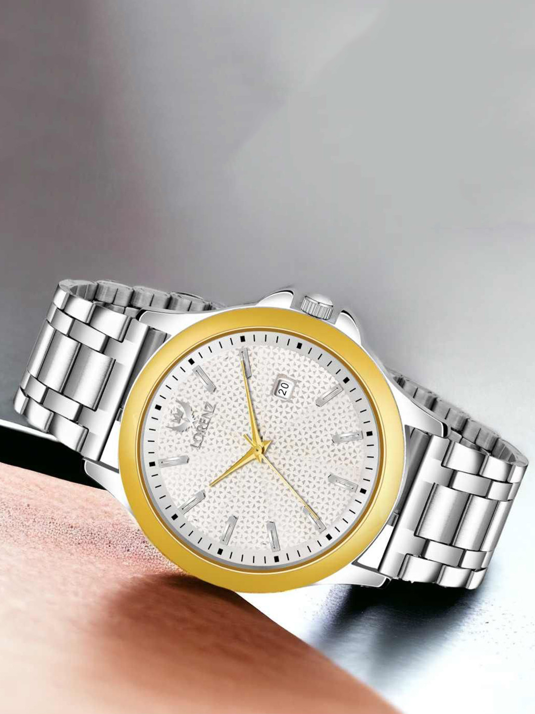 LORENZ Men Brass Dial & Bracelet Style Straps Analogue Multi Function Watch MK-4050R