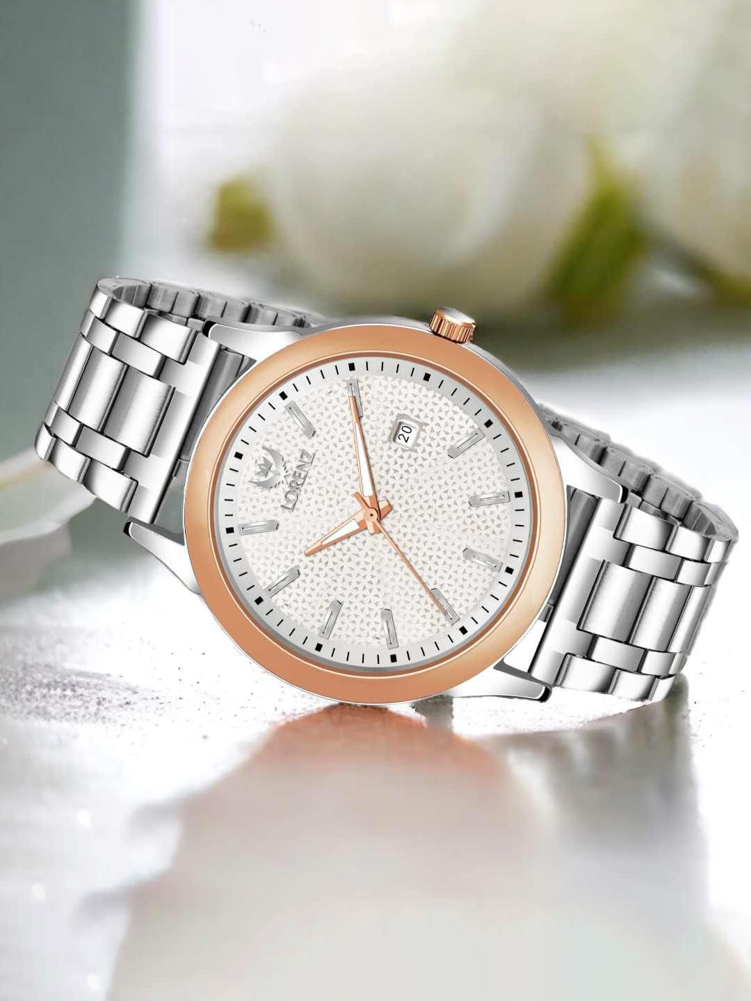 LORENZ Men Brass Dial & Bracelet Style Straps Analogue Multi Function Watch MK-4051R