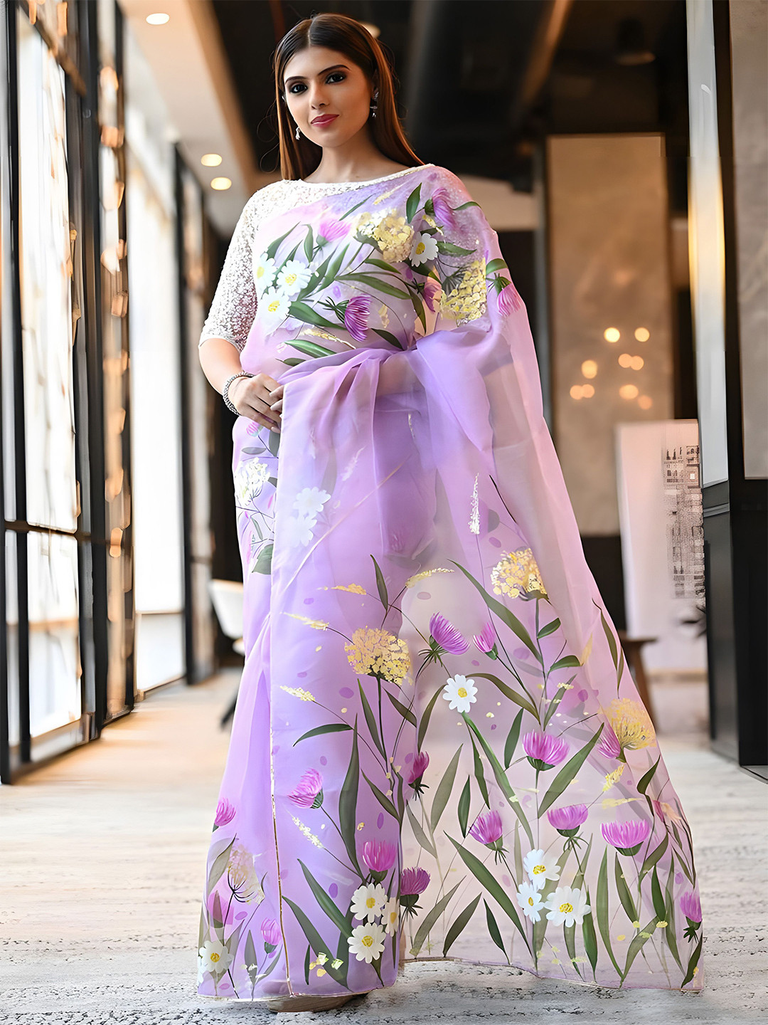 Anouk Floral Saree with Blouse