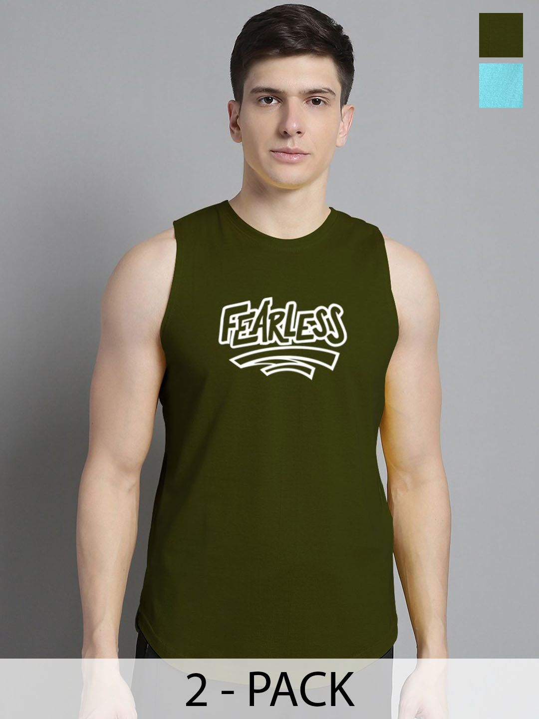 FBAR Men's Pack Of 2 Printed Cotton Sleeveless Innerwear Vests 130724FBAE393-20-FBAE394-34