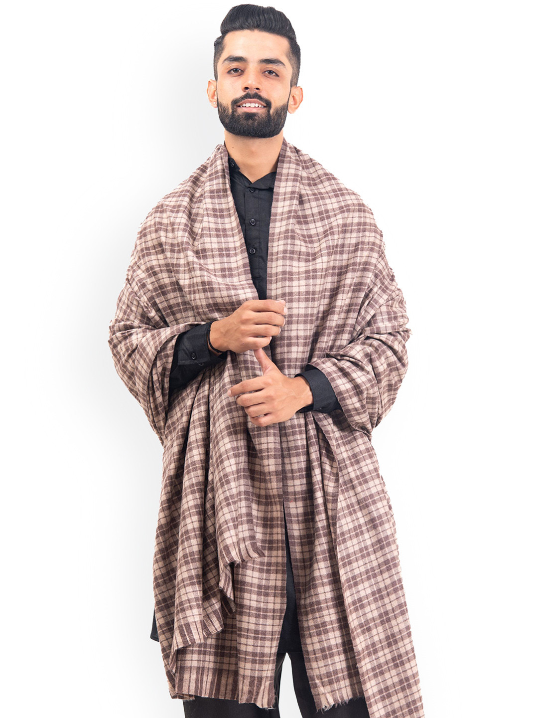 BAISA Men Checked Woollen Shawl