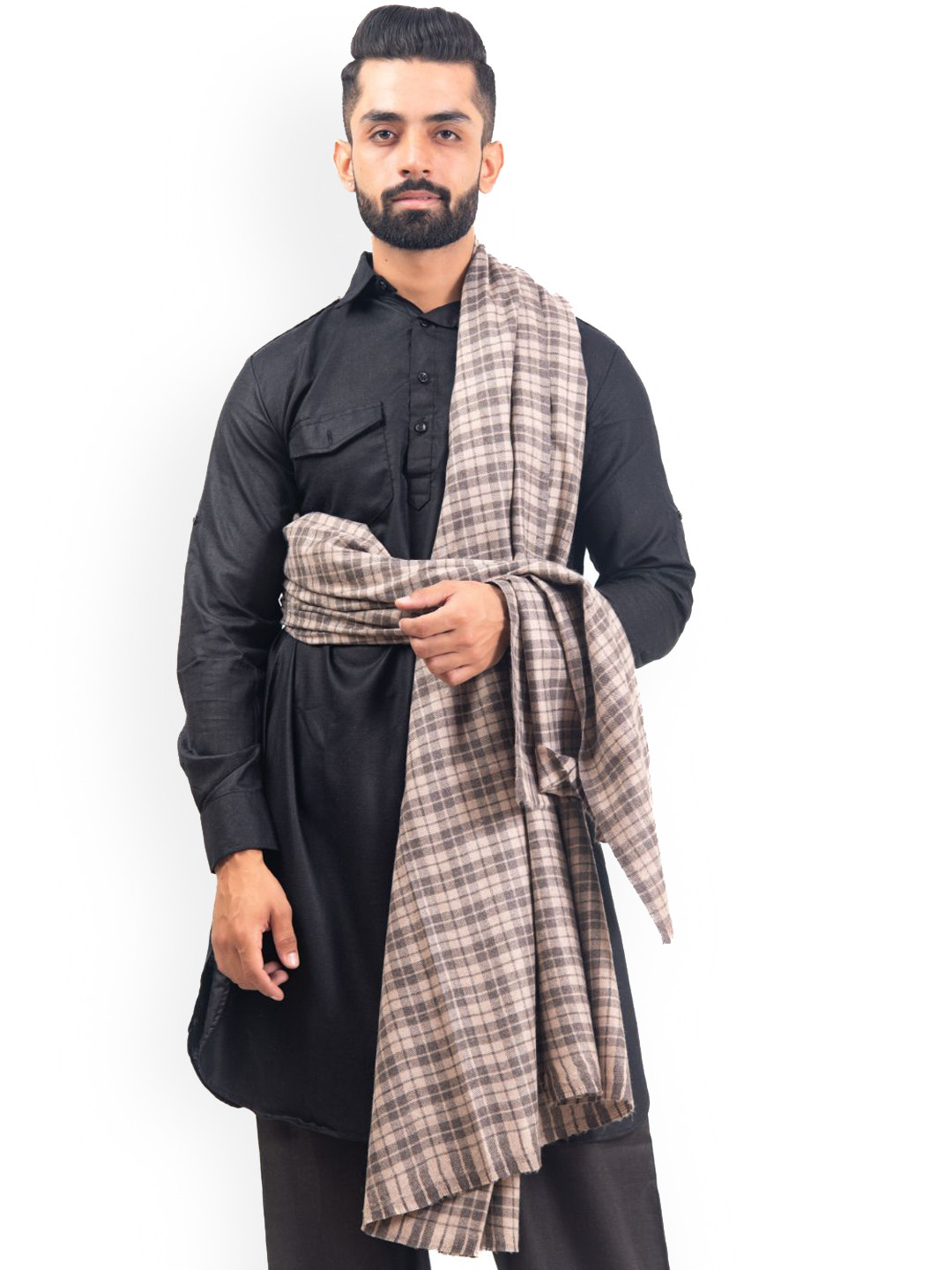 BAISA Men Checked Woollen Shawl
