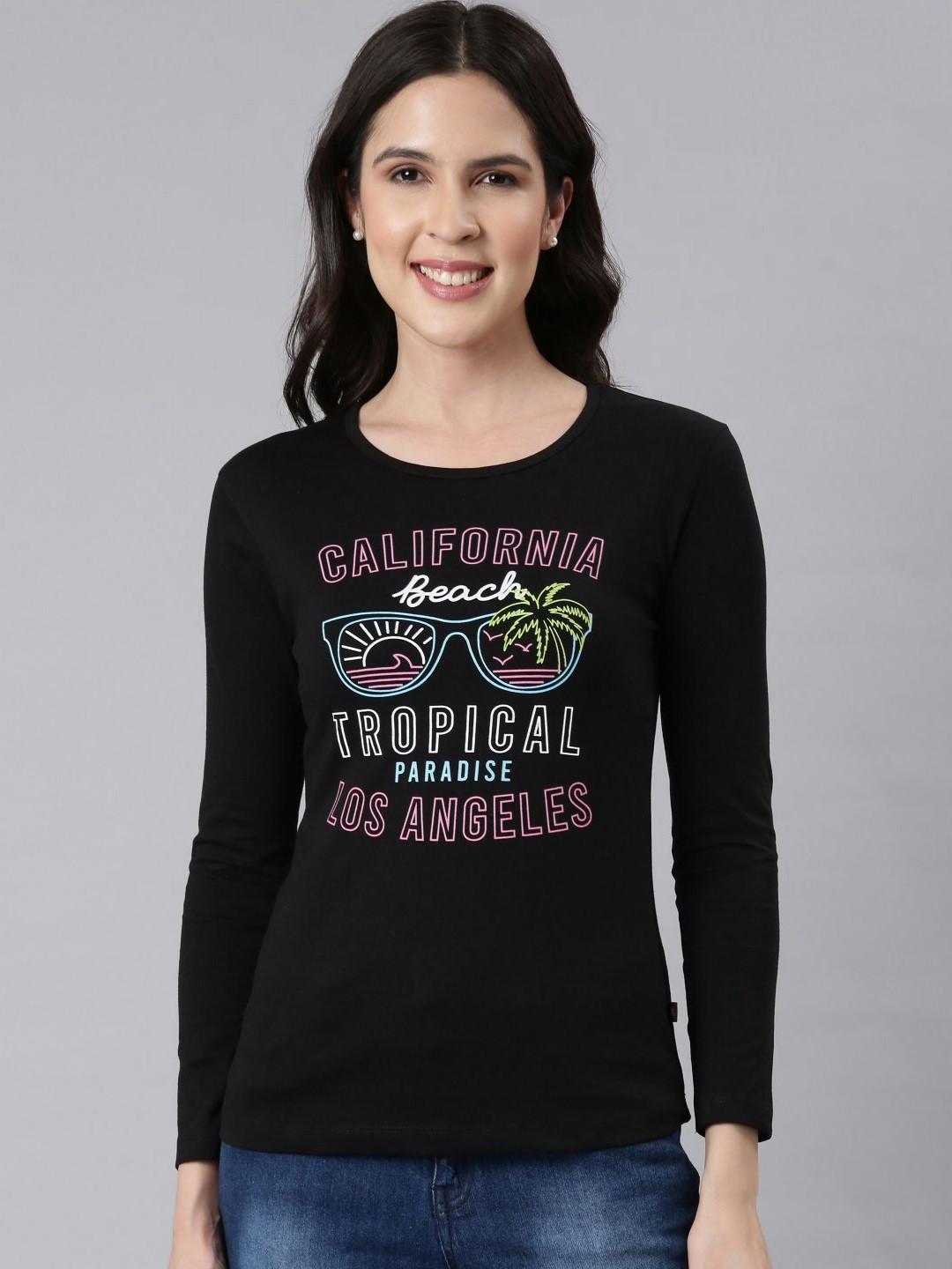 DIXCY SCOTT Slimz Women Typography Extended Sleeves T-shirt