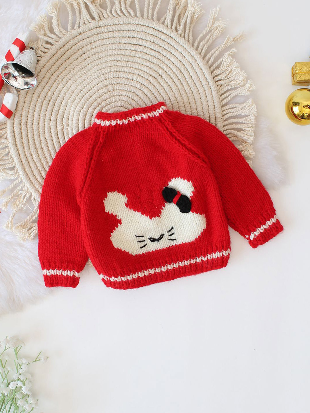 Woonie Kids Self Design Animal Pullover Sweaters