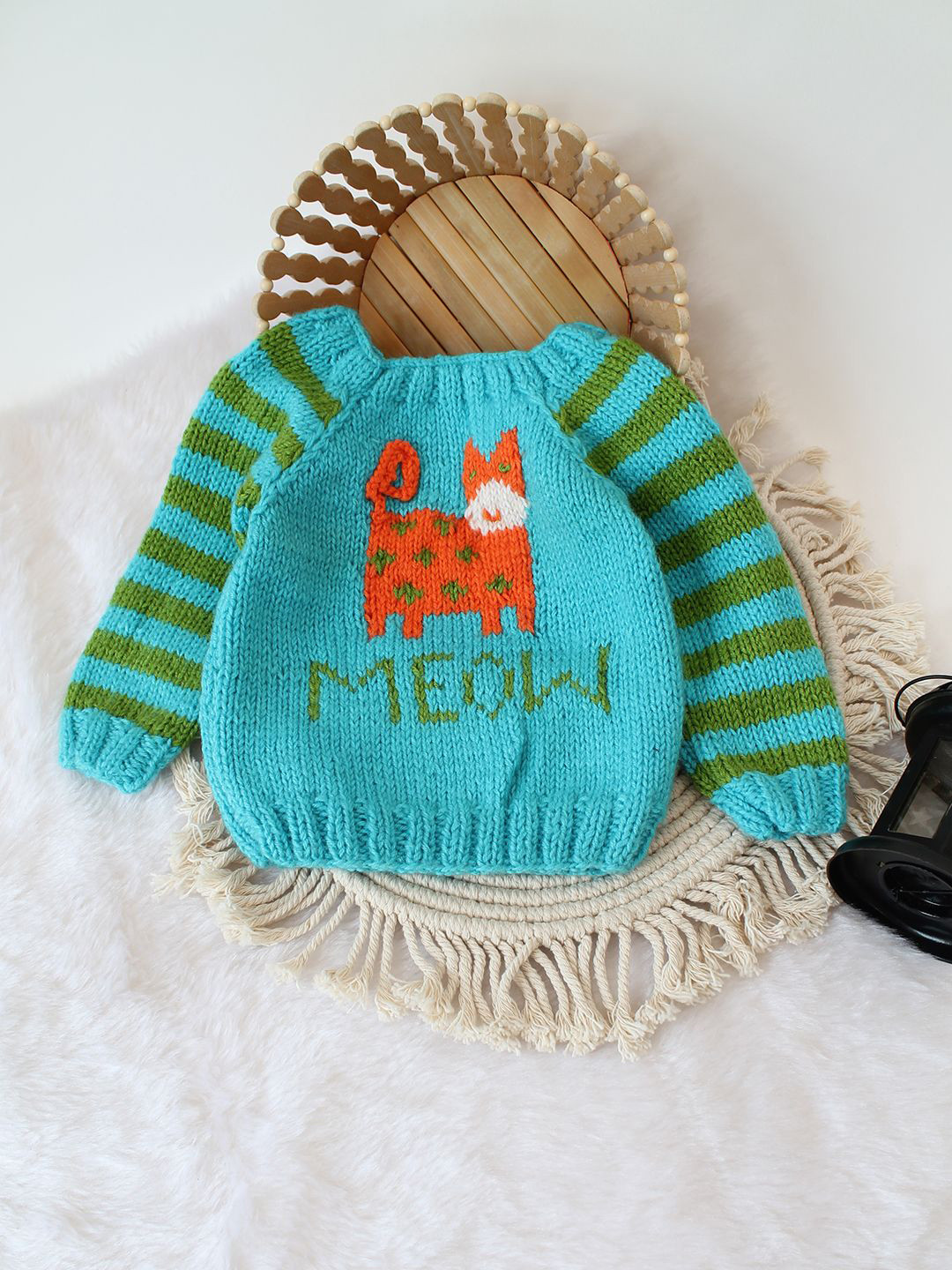Woonie Boys Self Design Animal Pullover Sweater