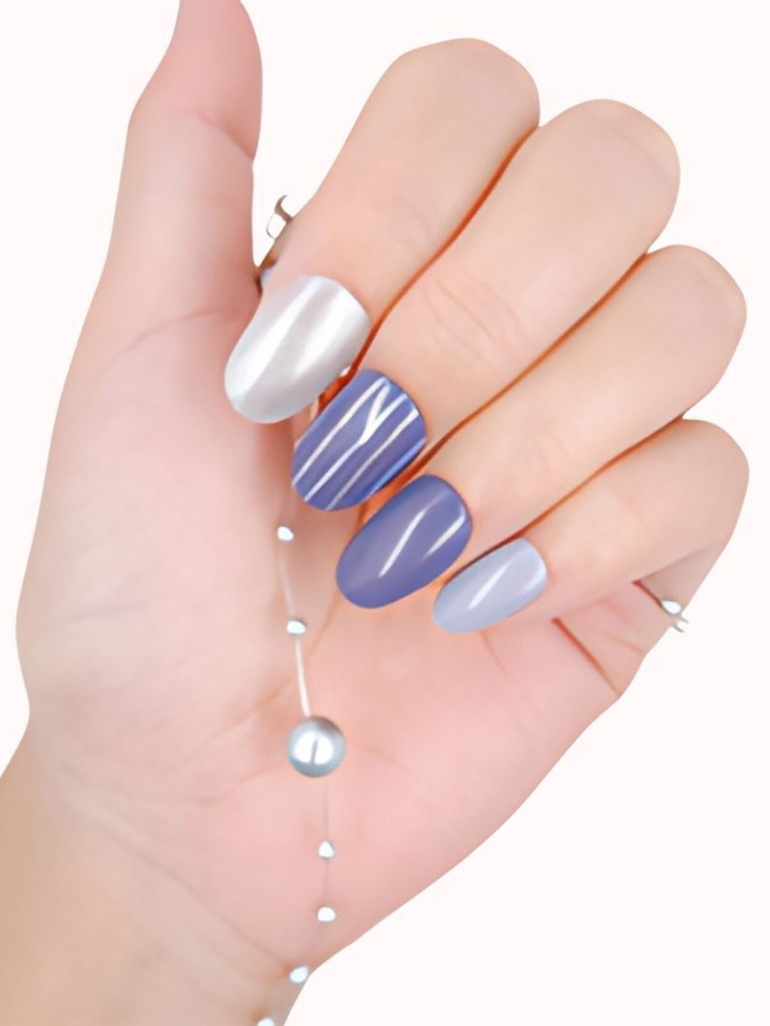 Sanfe 24-Pcs Trendi Tips Instant Stick On Nails - Purple Chrome