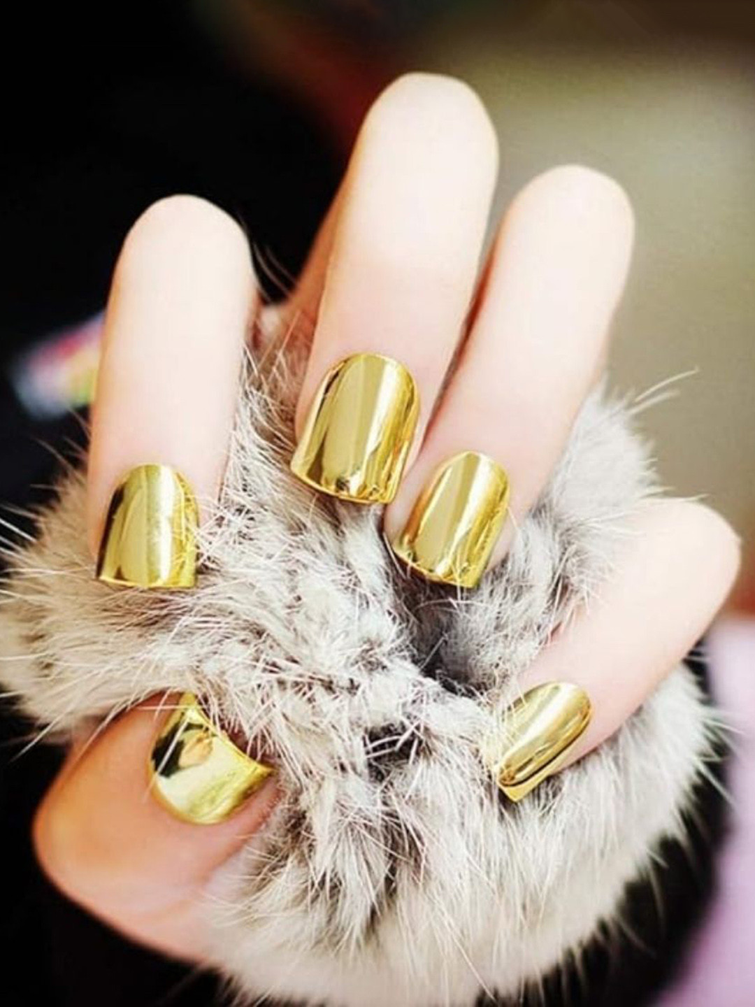 Sanfe 24-Pcs Trendi Tips Instant Stick On Nails - Golden Chrome