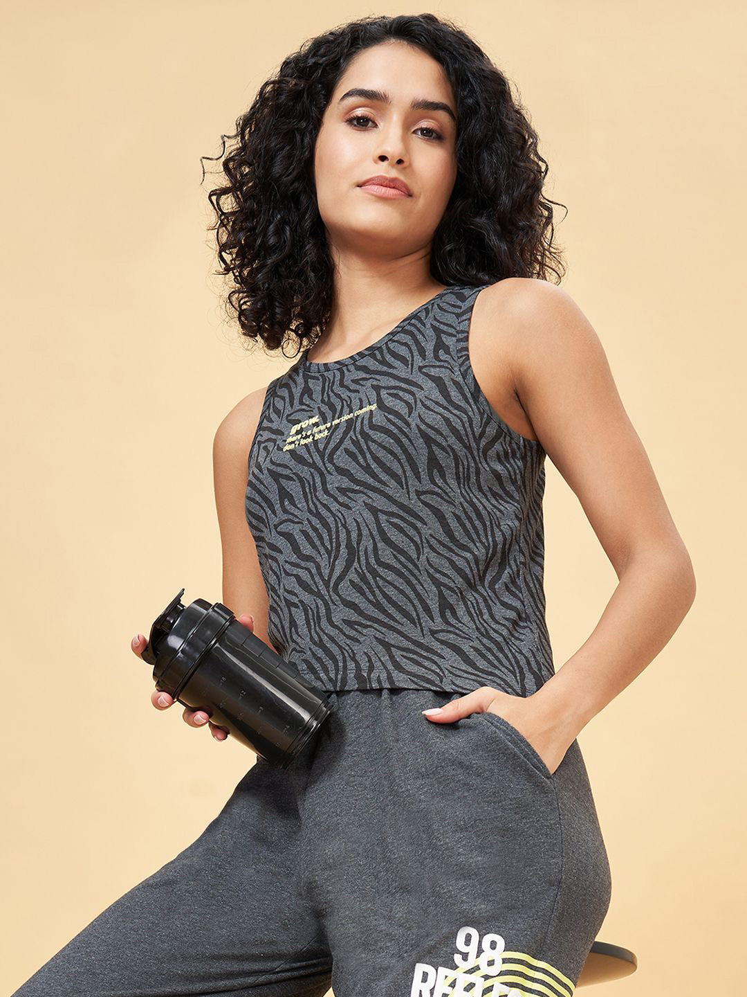 Ajile by Pantaloons Animal Print Cotton Tank Top