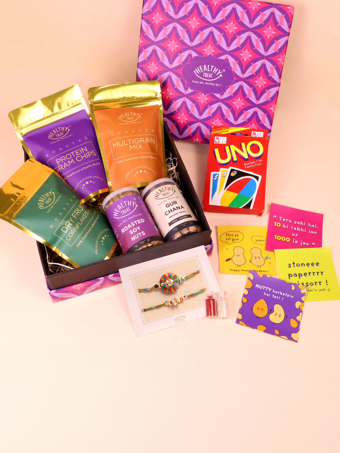 Healthy Treat Set Of 9 Rakhis Gift Hamper
