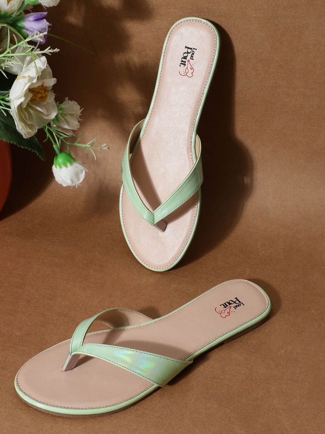 LOUD POUT Women Open Toe T-Strap Flats