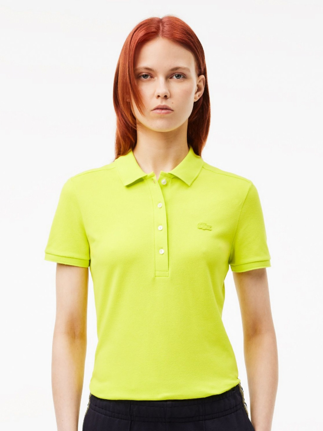 Lacoste Women Polo Collar Applique Slim Fit T-shirt