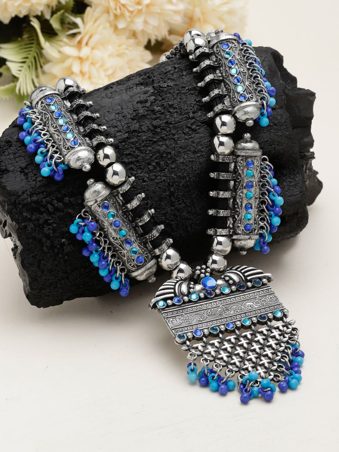 Moedbuille Silver-Plated Beaded Afghan Necklace