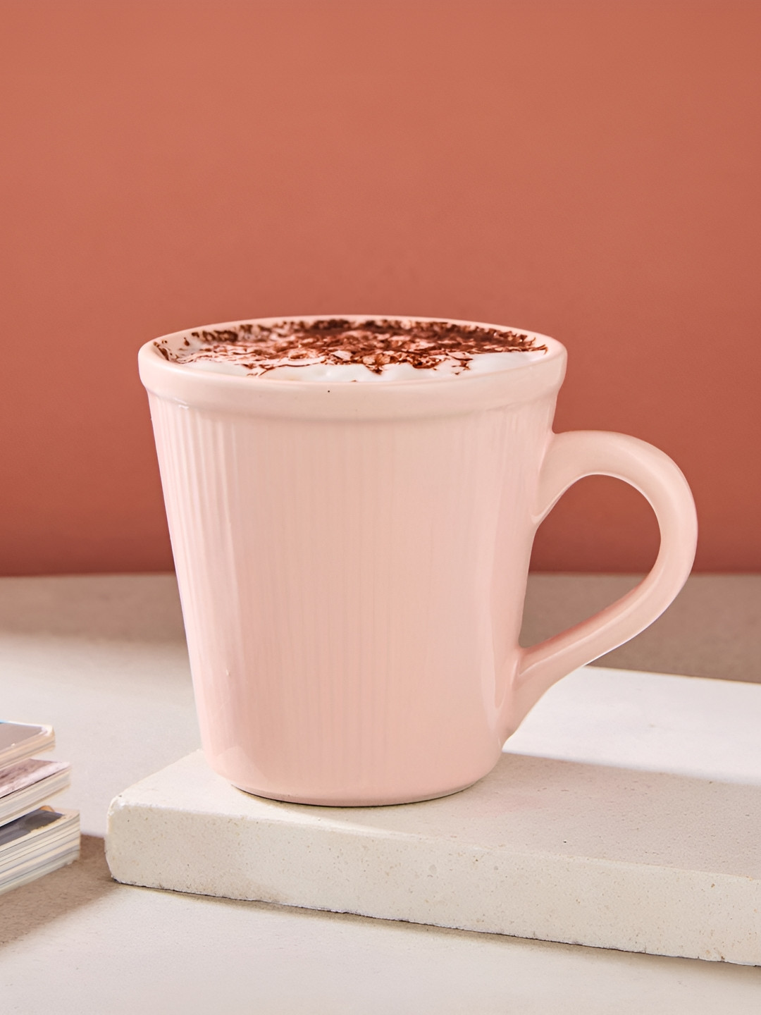 Fabindia Im Not 85 Pink Textured Ceramic Handmade Mug-220ml