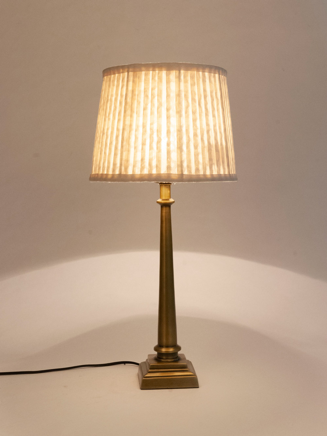 Fabindia Gold Varni Metal Bedside Lamp- Large Without Shade