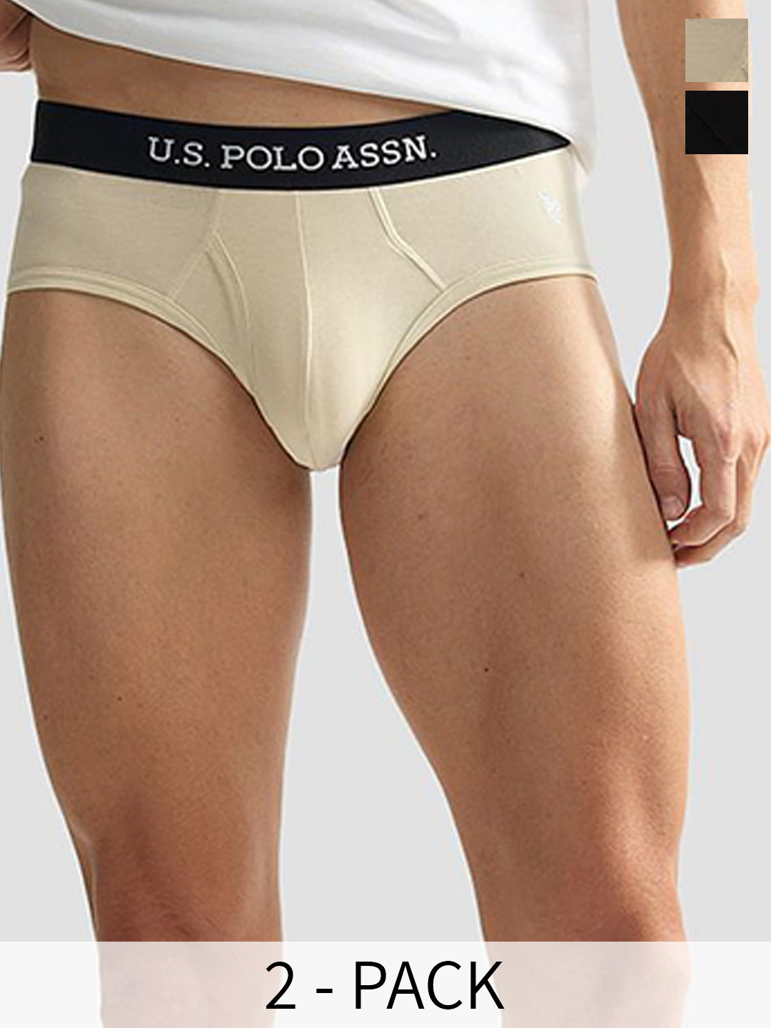 U.S. Polo Assn. Men Pack Of 2 Mid- Rise Anti microbial Basic Briefs OEB11-FZ0-P2