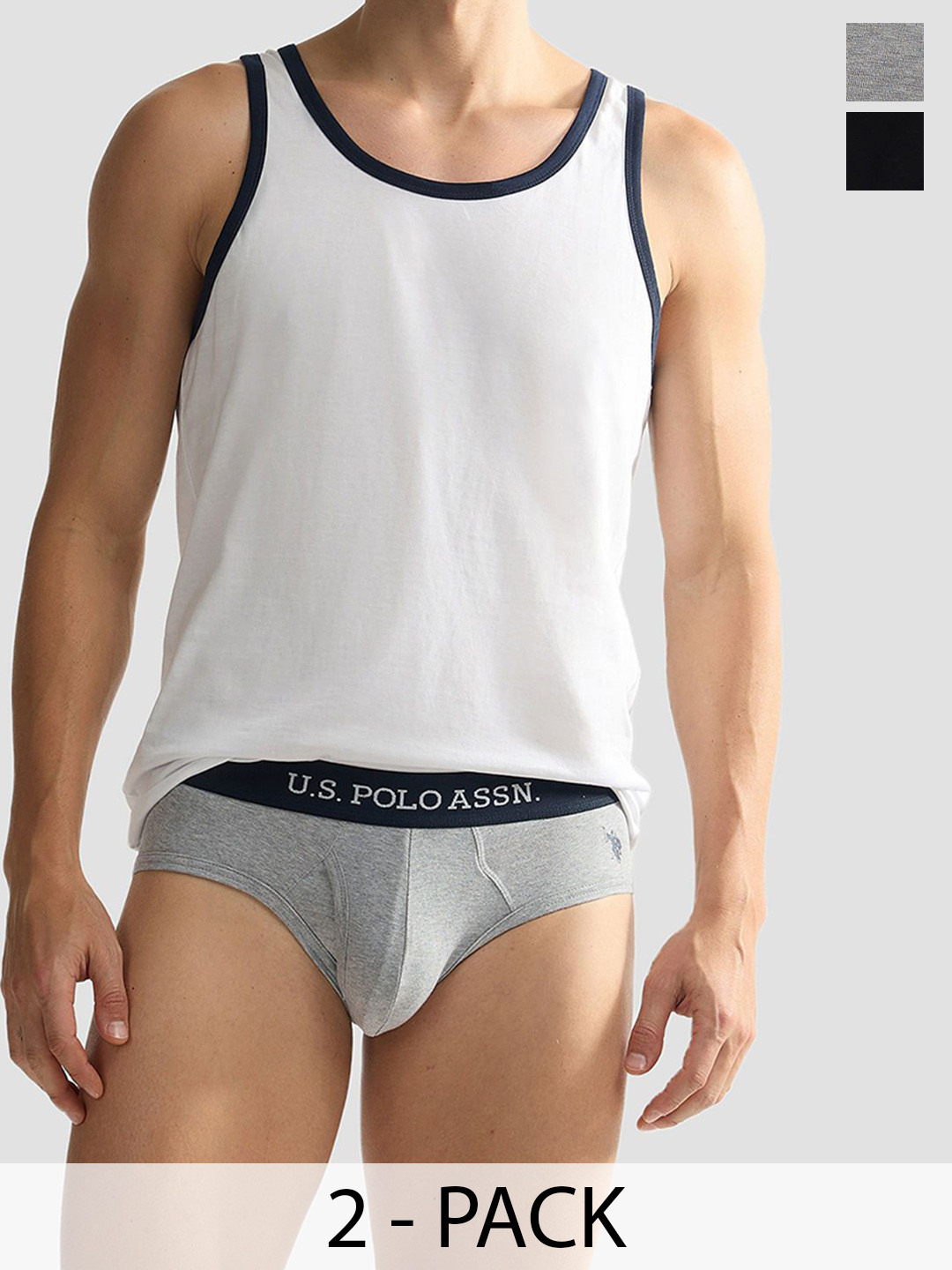 U.S. Polo Assn. Men Pack Of 2 Mid- Rise Anti microbial Basic Briefs OEB11-ZG0-P2