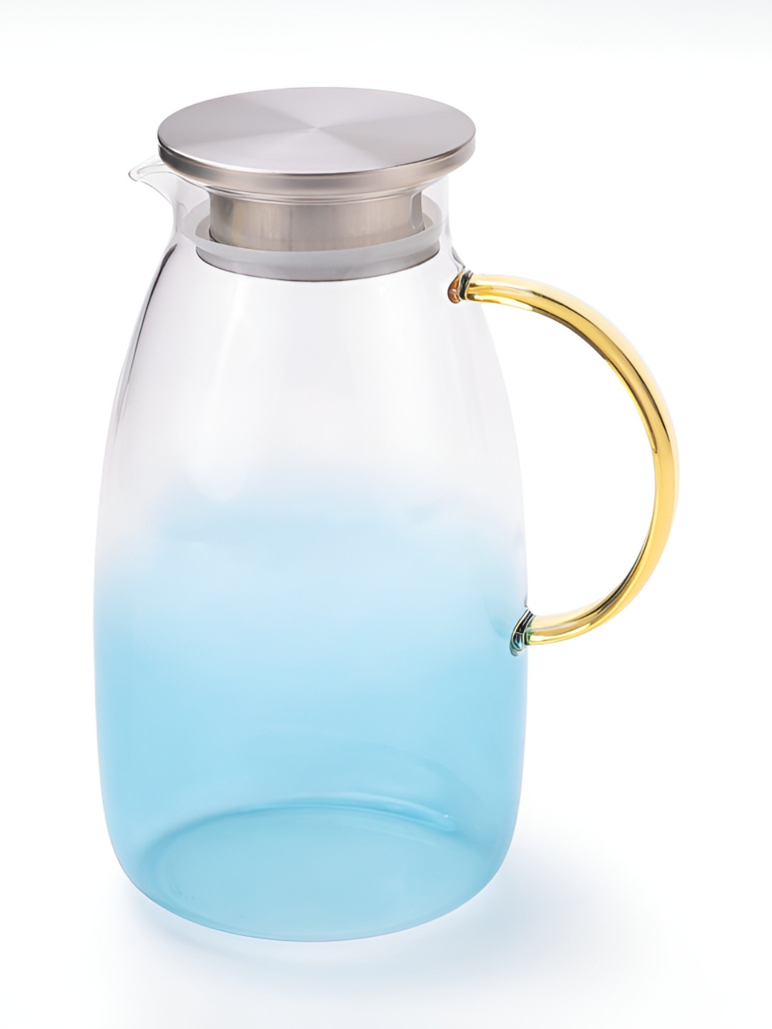 The Better Home Blue & Silver Toned Dishwasher Safe Borosilicate Glass Jug 2.1 L