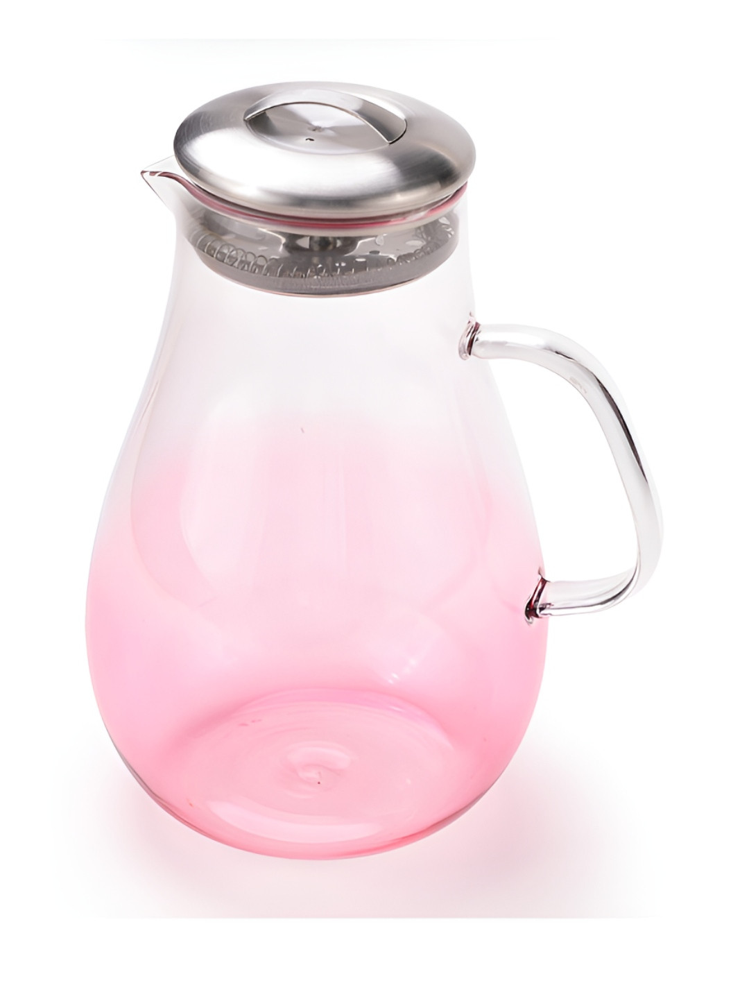 The Better Home Pink & Silver Toned Dishwasher Safe Borosilicate Glass Water Jug 2 L