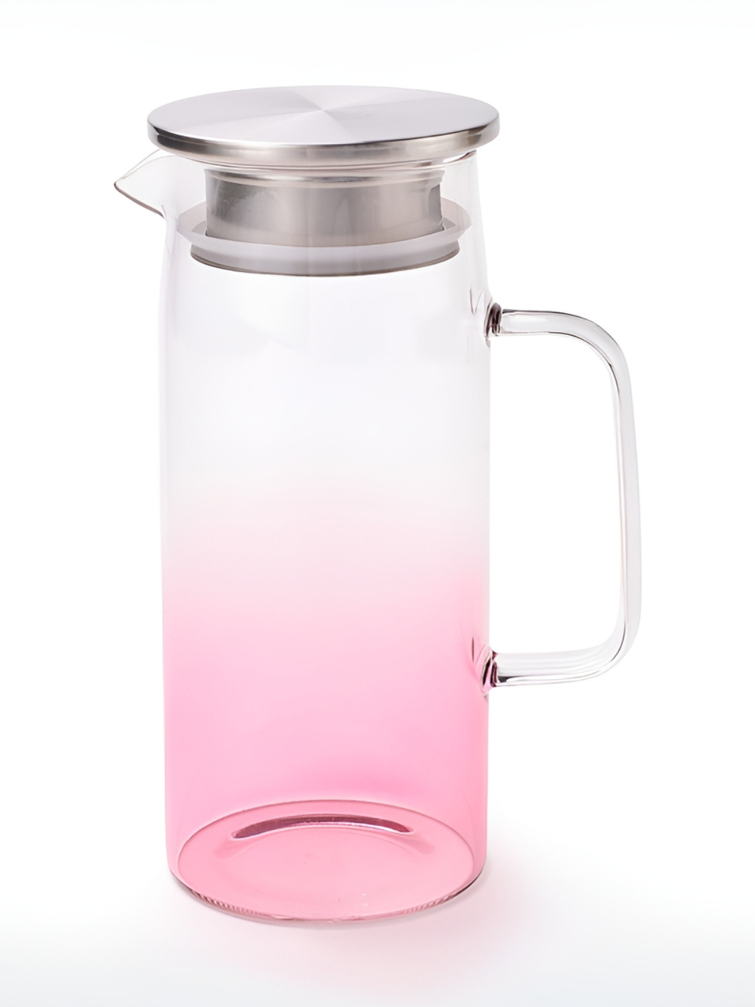 The Better Home Pink & Silver Toned Dishwasher Safe Borosilicate Glass Water Jug 970 ml