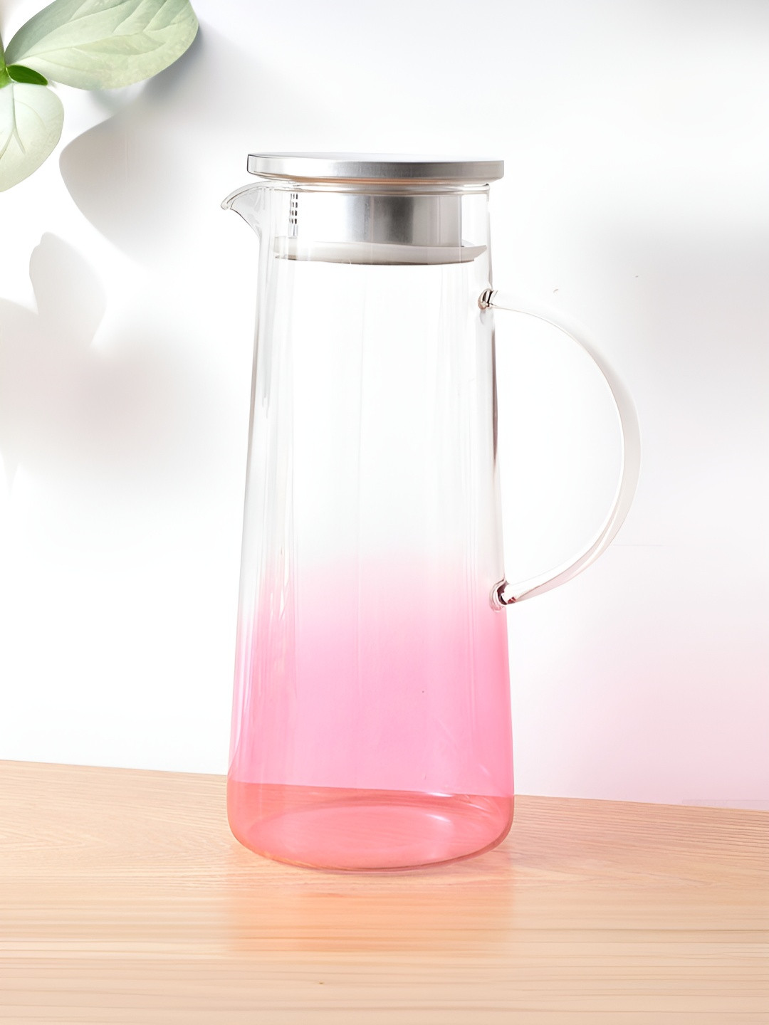 The Better Home Pink & Silver Toned Dishwasher Safe Borosilicate Glass Water Jug 1.4 L