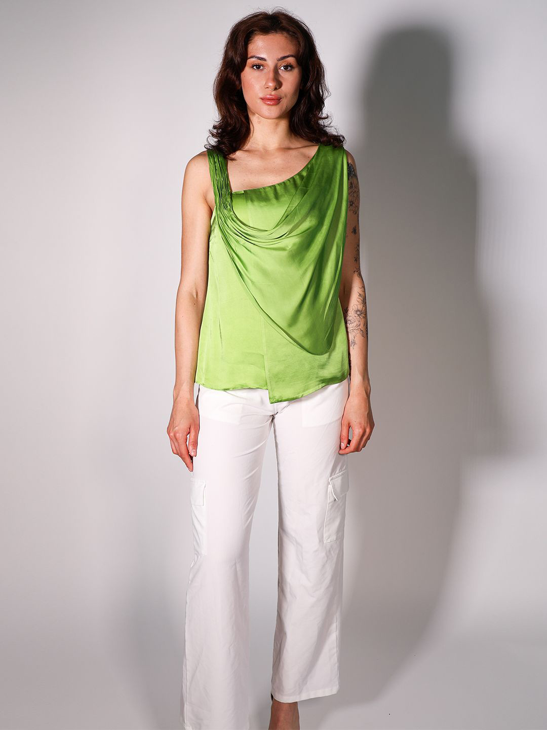 Arya Giri Women One Shoulder Satin Top