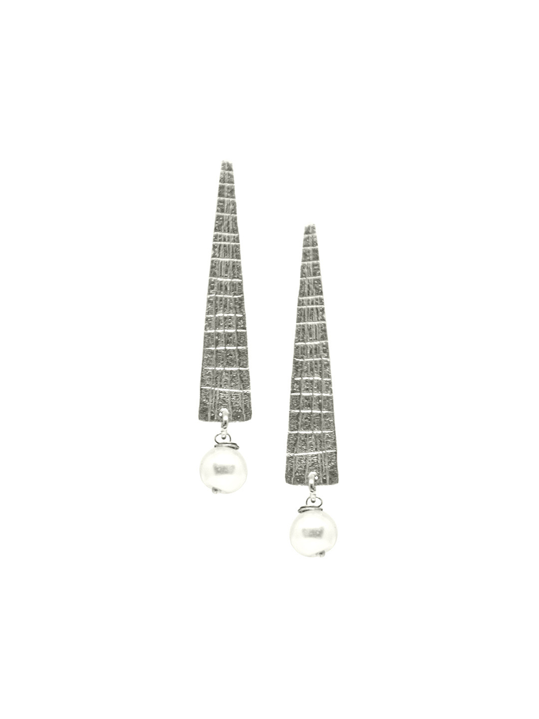 TOTAPARI Falling Silver Plated Pearl Beaded Contemporary Drop Earrings