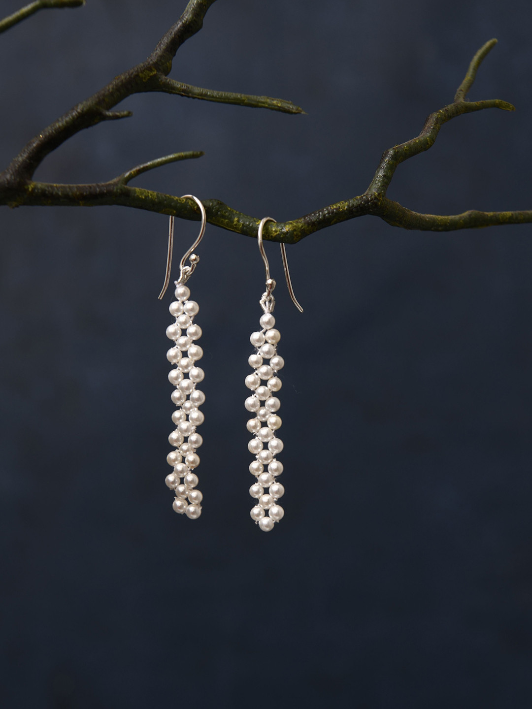 Totapari Silver-Plated Woven Pearl Danglers