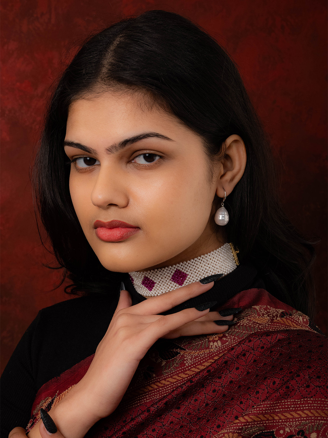 TOTAPARI Pearl Ruby -Beaded Choker Necklace