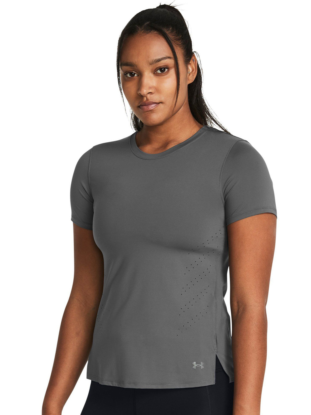 UNDER ARMOUR Women Solid Round Neck Nylon Tshirt