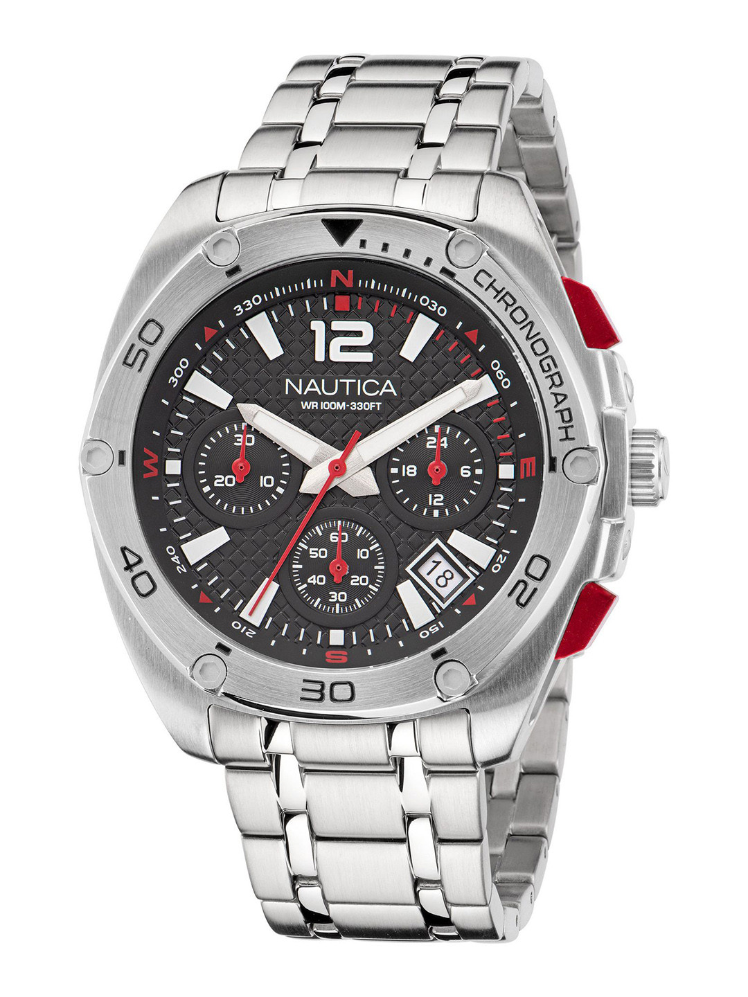 Nautica Men Sporty Tin Can Bay Bracelet Style Straps Chronograph Analogue Watch NAPTCF206