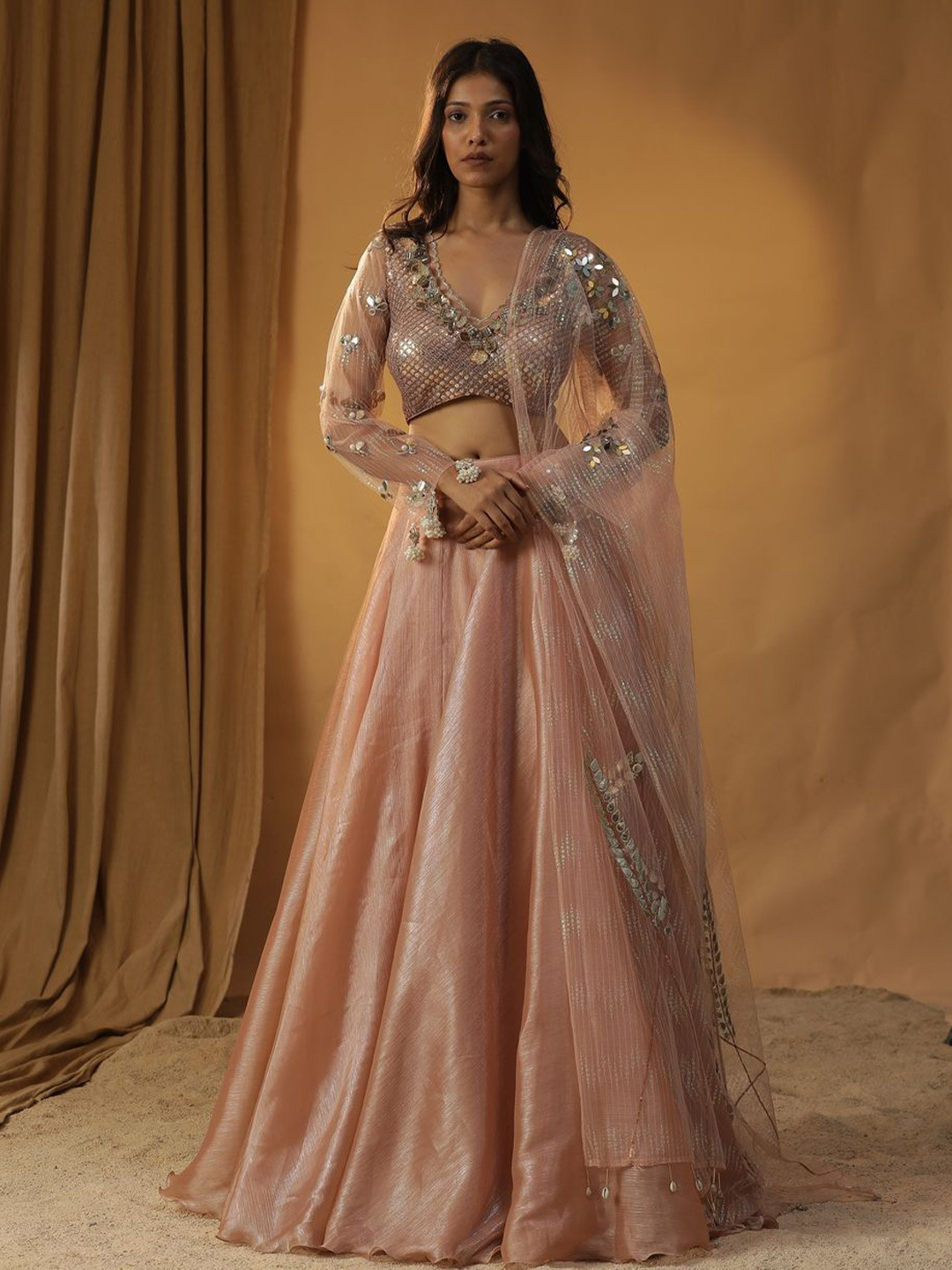 ARPITA SULAKSHANA Embellished V-Neck Made to Measure Lehenga & Blouse With Dupatta