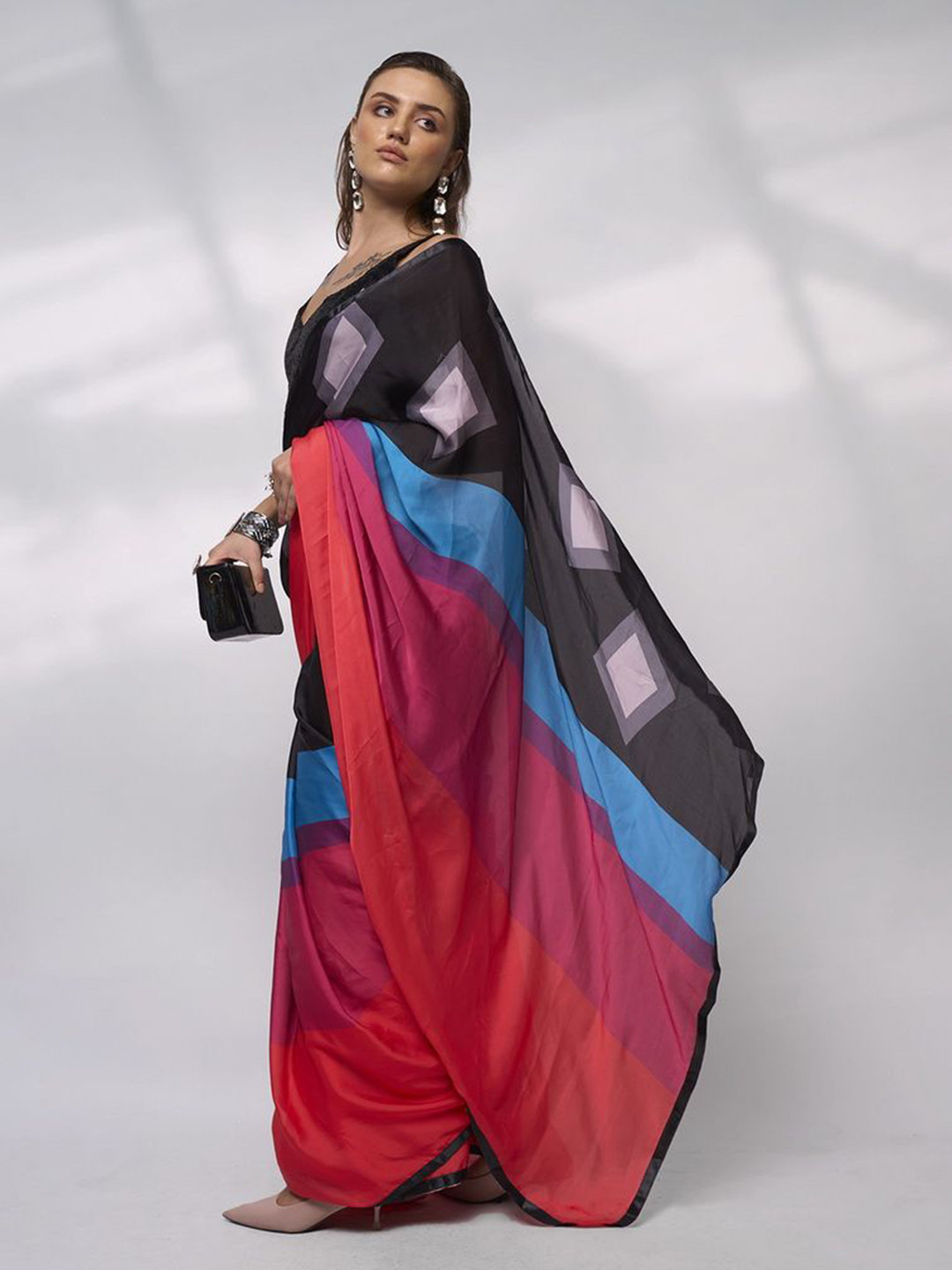 modeva Satin Ready to Wear Saree