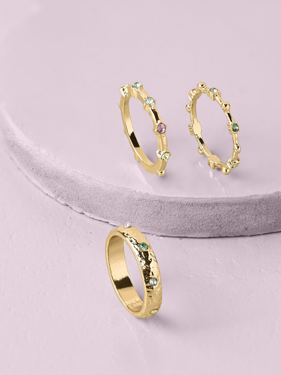 Accessorize Set Of 3 Crystal-Studded Finger Rings