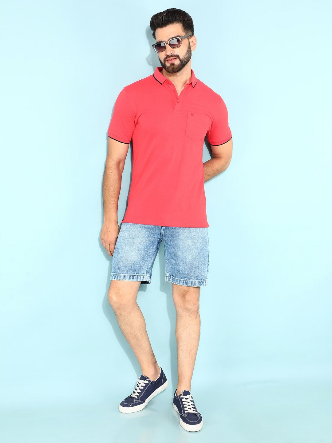 Crimsoune Club Men Solid Polo Collar Cotton Slim Fit T-Shirt
