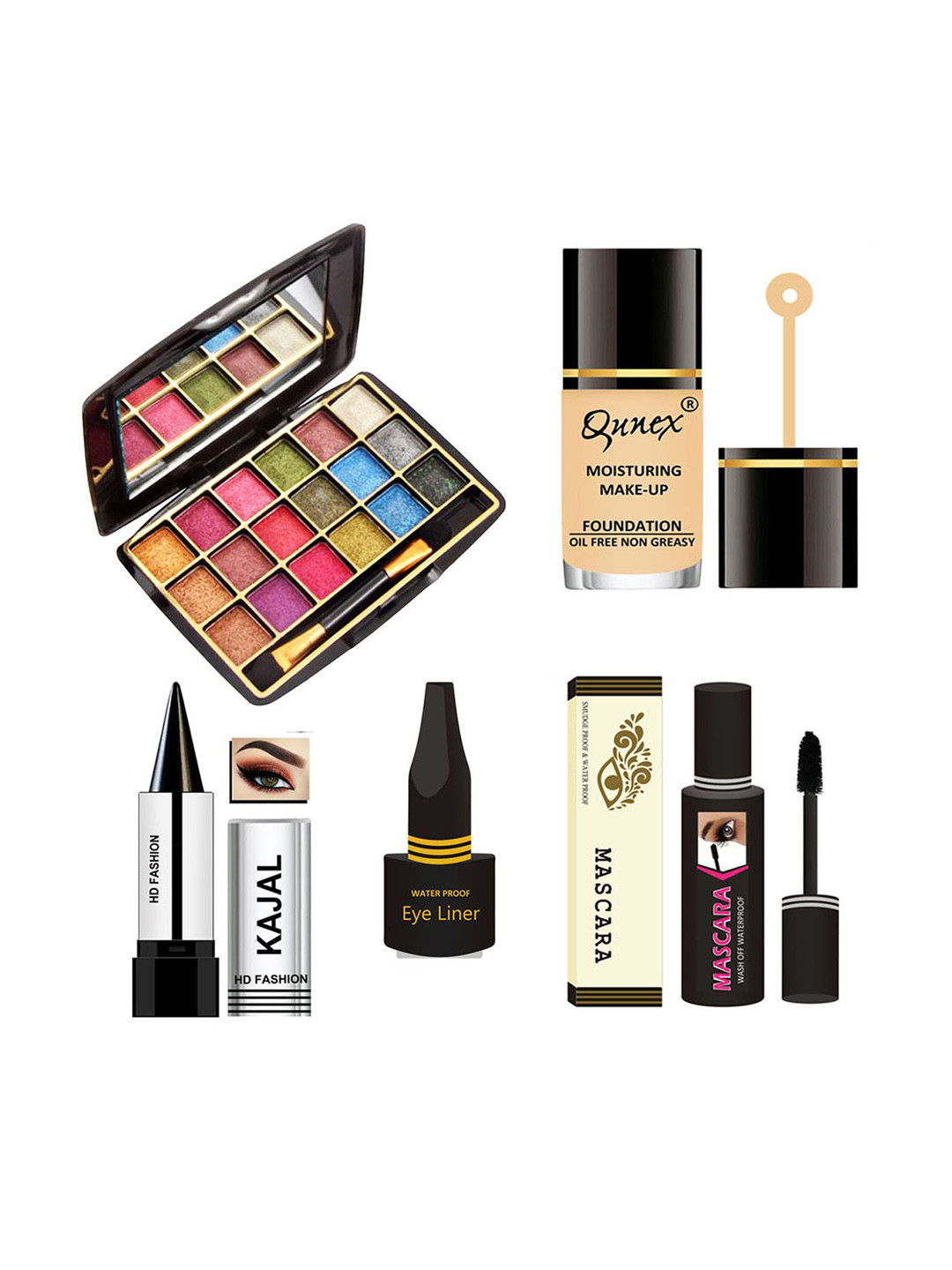 Lady Fashion Set Of 15 Exclusive All-Purpose Waterproof Makeup Combo - C18BLK