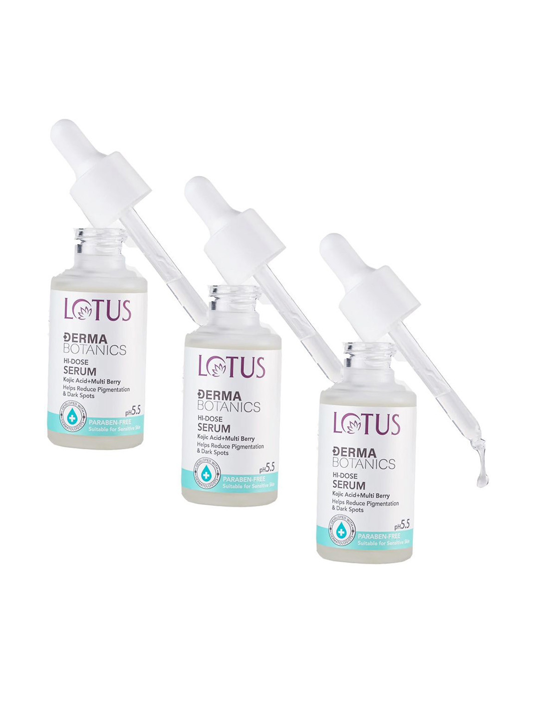 Lotus Herbals Set Of 3 Derma Botanics Kojic Acid Hi-Dose Serum - 28ml Each