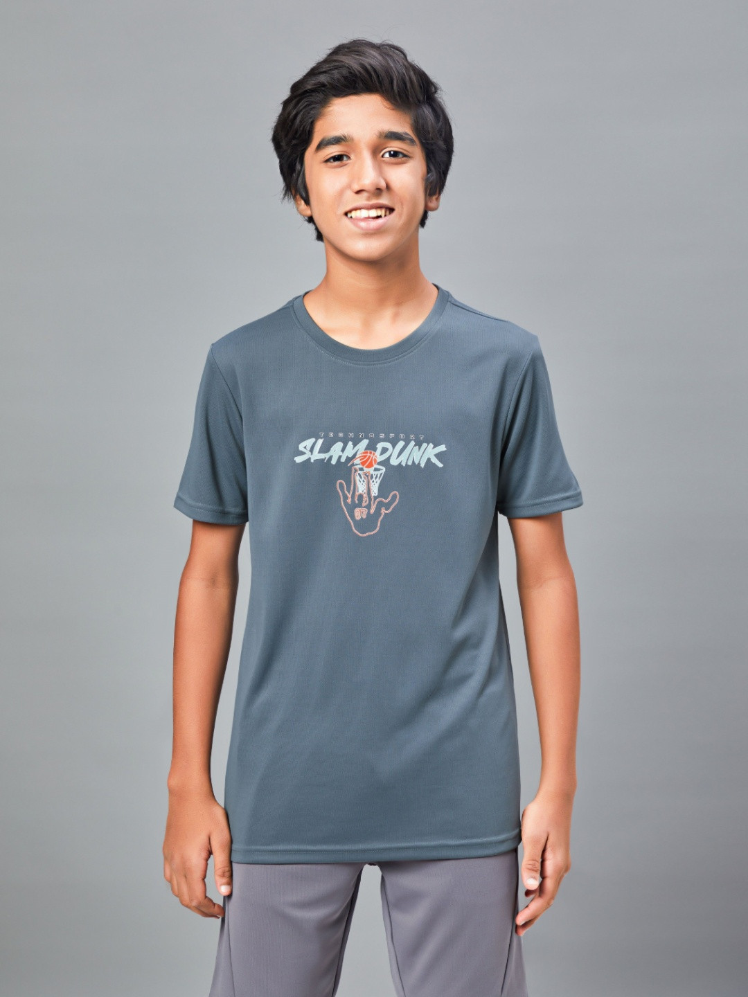Technosport Boys Typography Printed UPF50 Sun Protection Slim Fit Sports Tshirt
