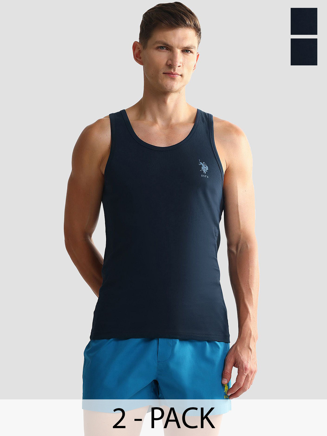 U.S. Polo Assn. Pack Of 2 Men Cotton Sleeveless Tank Innerwear Vests