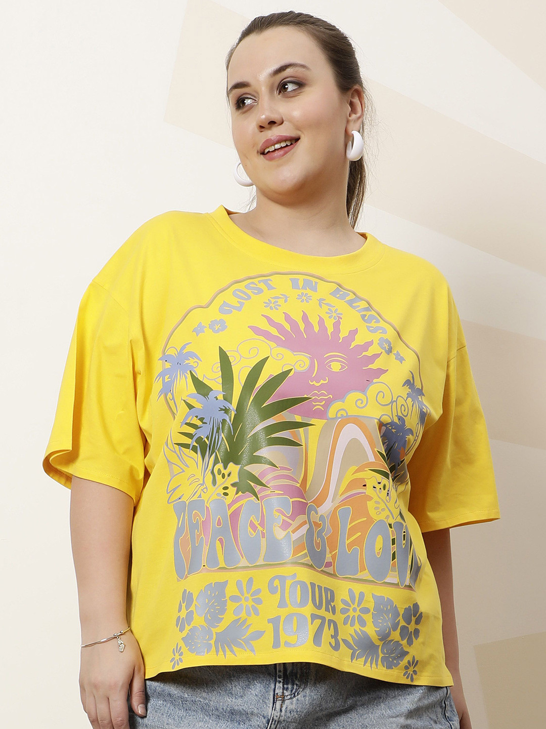 Athena Ample Floral Print Round Neck Cotton Top