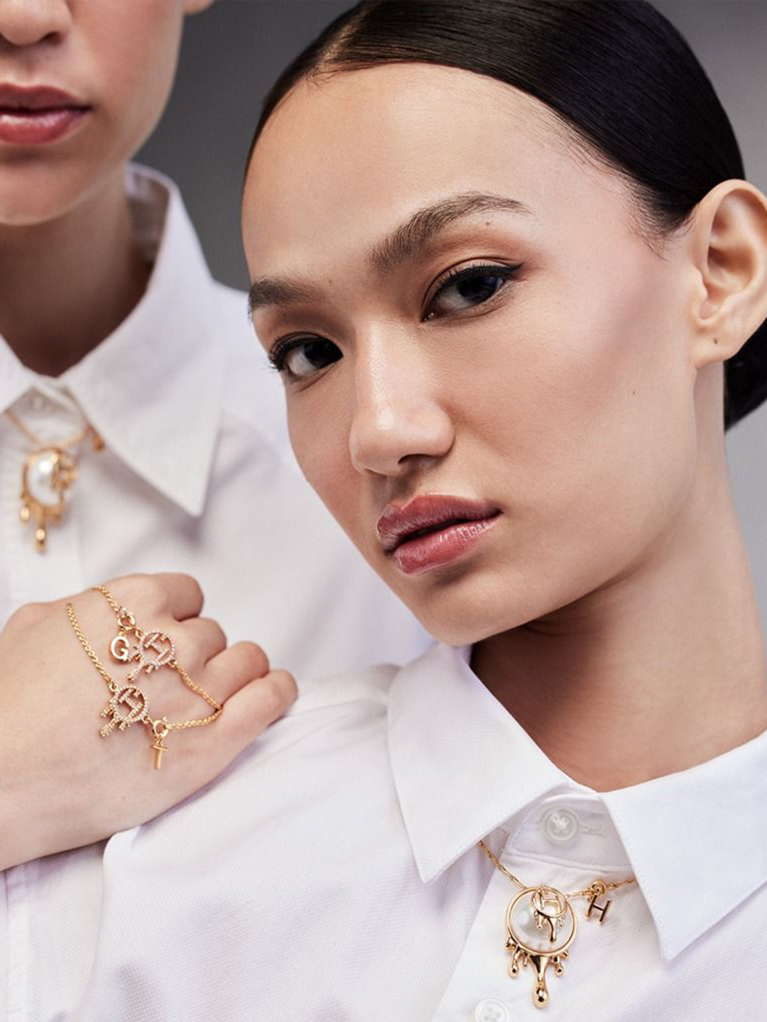 Outhouse Gold-Plated Drip OH Personalised Crystal Charm Bracelet