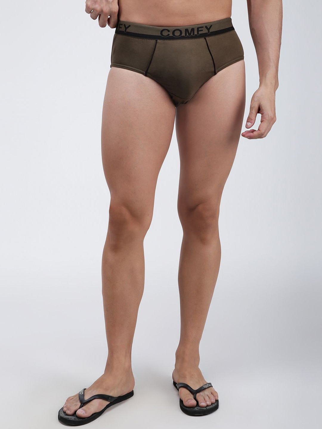 AMUL COMFY Men Pure Cotton Anti Microbial Mid Waist Basic Briefs-AC-CBRIOE-SGY-XS-1PC