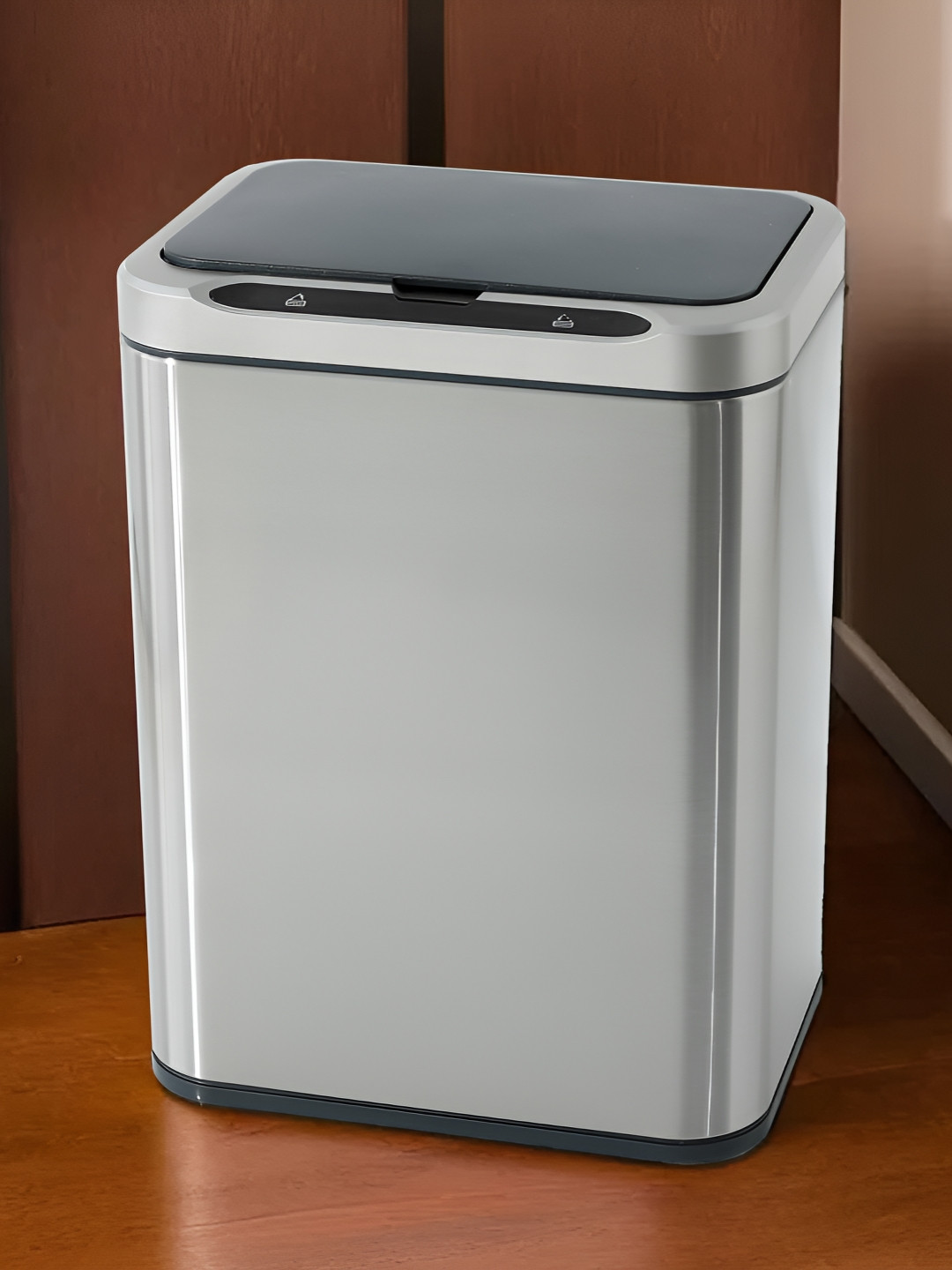 UMAI Silver Toned & Black Smart Touch Sensor Automatic Swing Dustbin 20 L