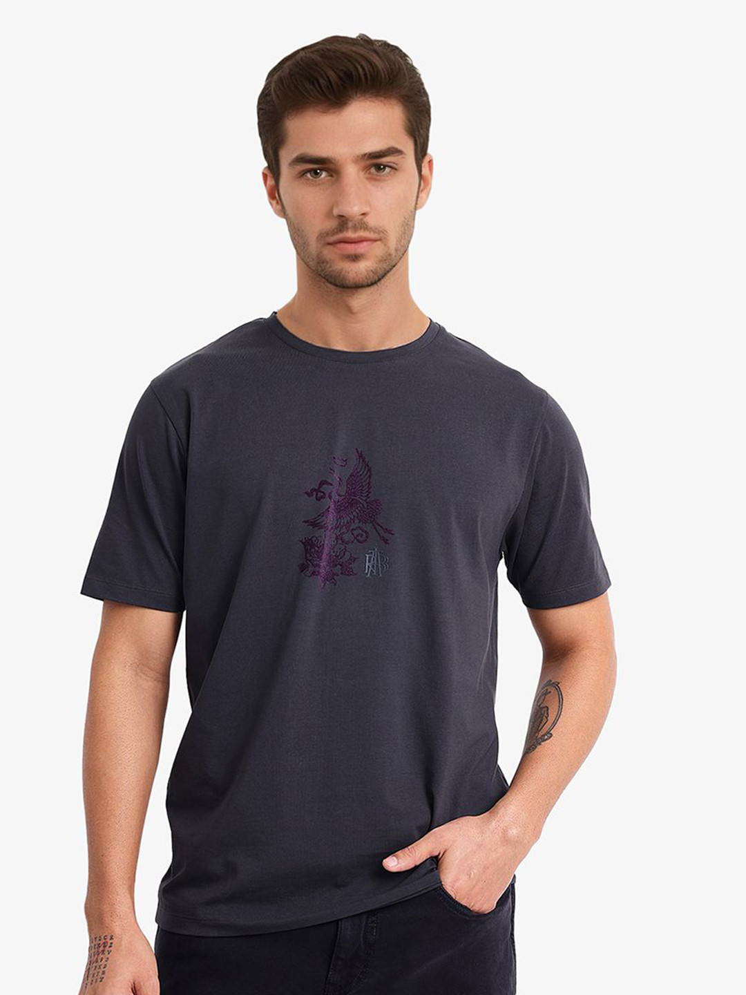 RARE RABBIT Men Other Printed Round Neck Cotton T-Shirt