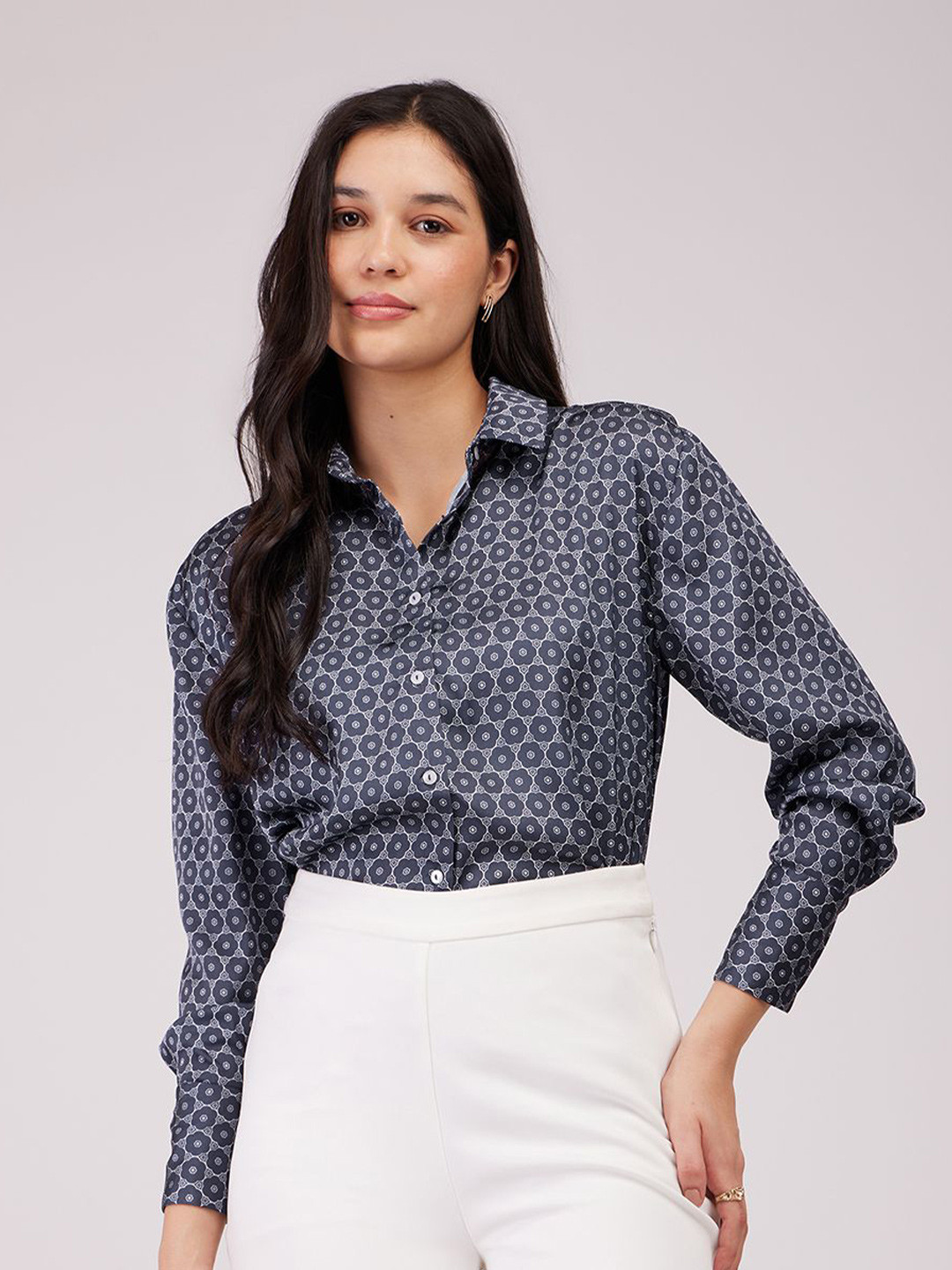 FABLE STREET Opaque Geometric Printed Casual Shirt