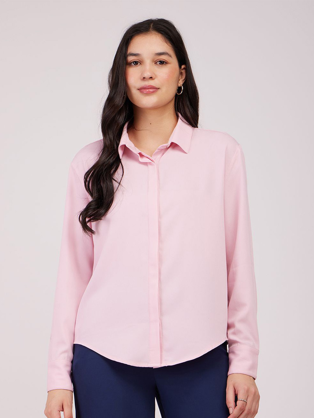 FABLE STREET Women Solid Spread Collar Casual Shirt