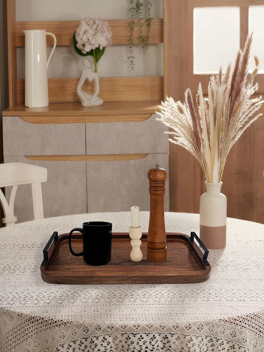 Metalsmith Brown Wooden Serving Tray With Handle