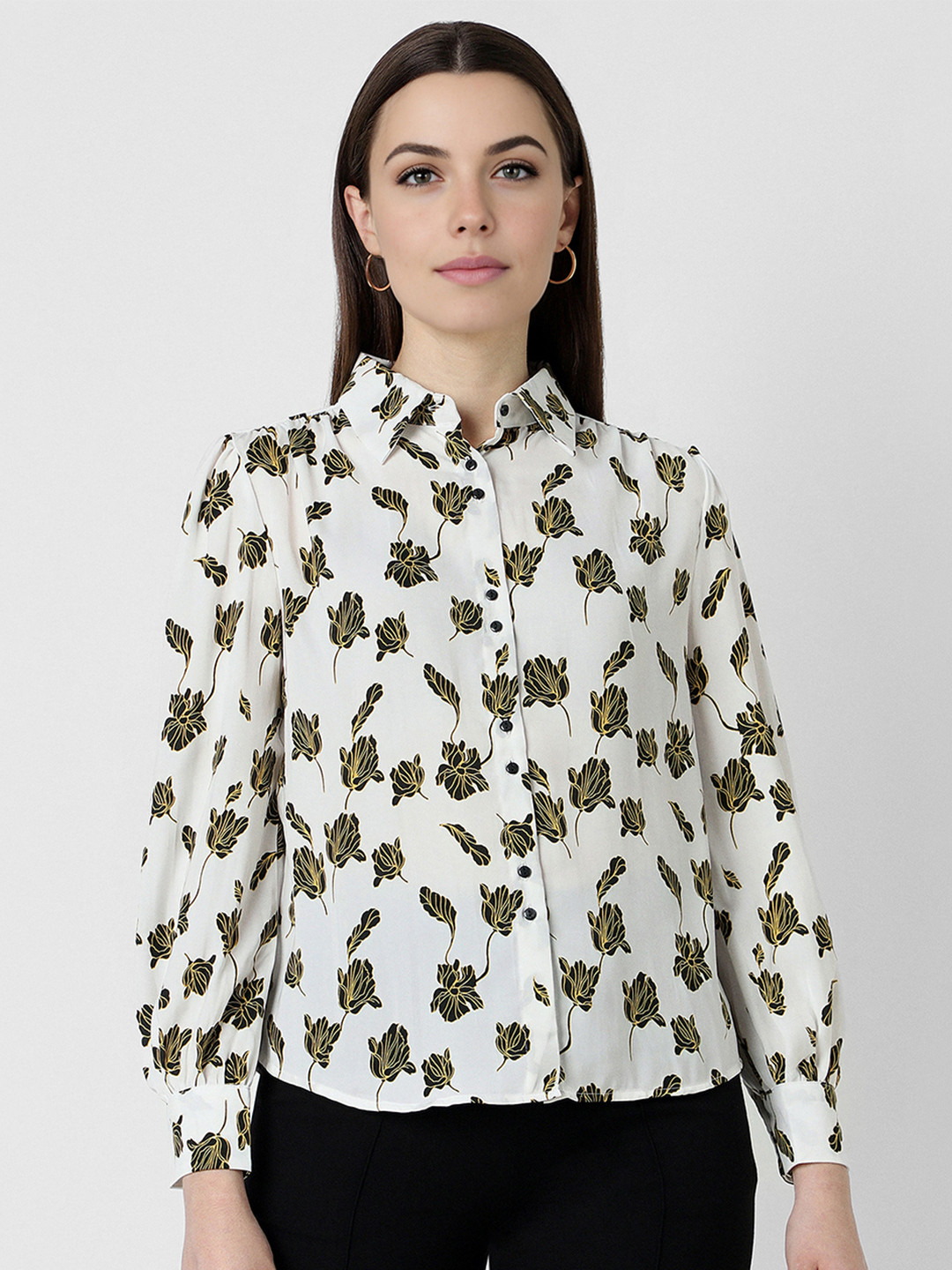 Van Heusen Woman Women Floral Printed Formal Spread Collar Shirt