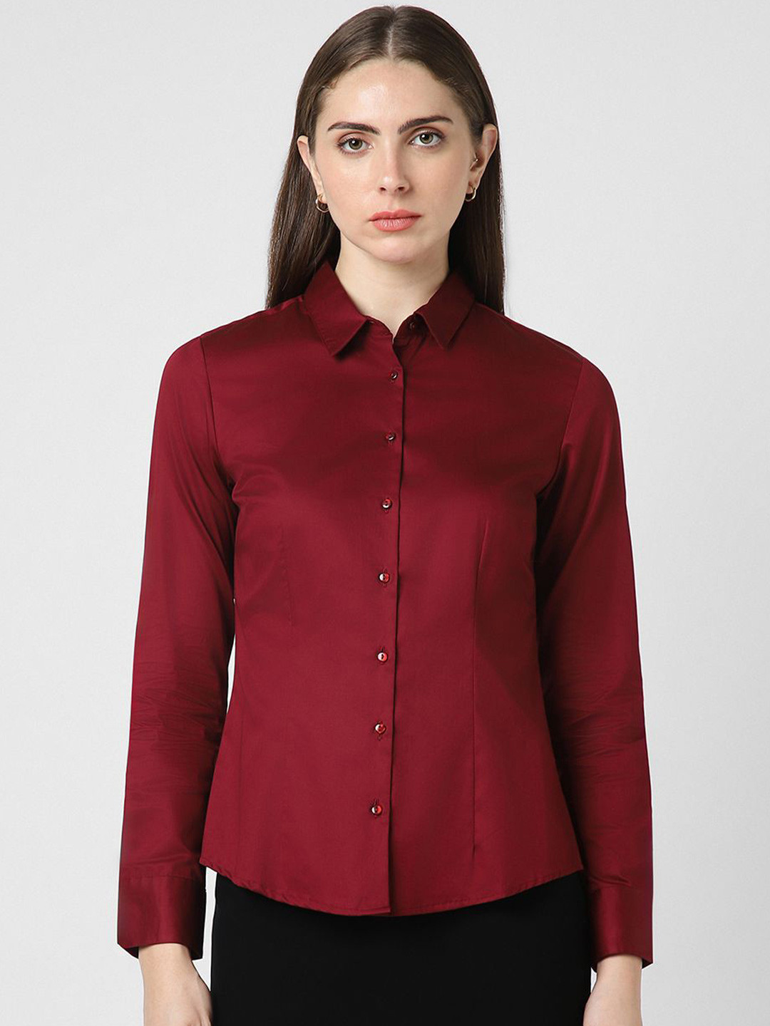 Van Heusen Woman Solid Opaque Cotton Formal Shirt